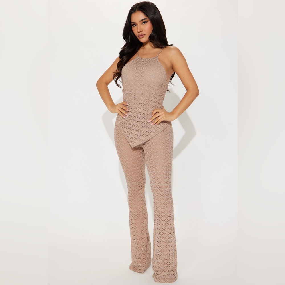 Fashion Nova Say It Right Lace Jumpsuit In Mocha